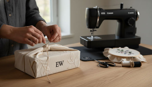 embroidered fabric gift wrap