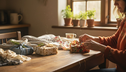 Wrapping gifts with reusable patterned fabrics