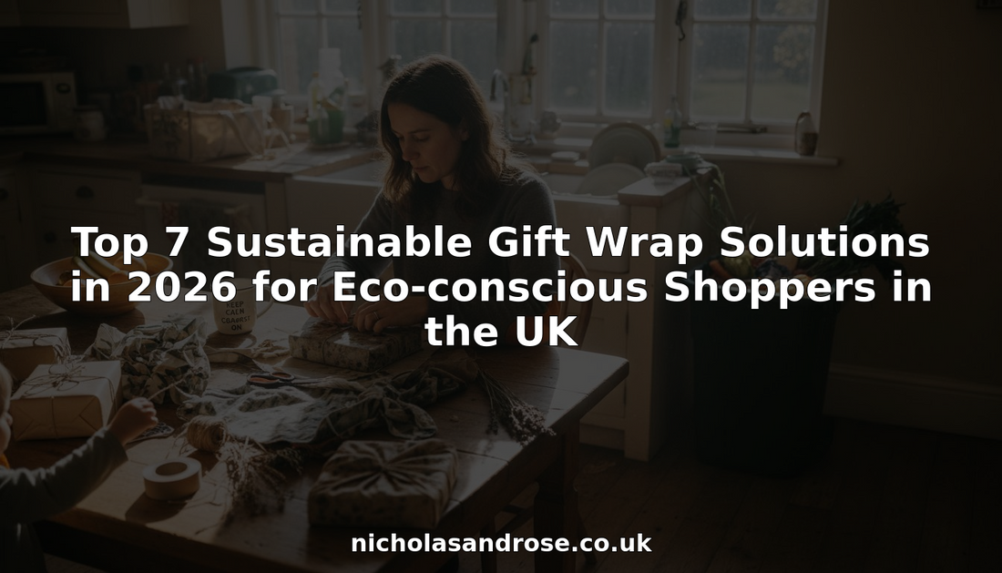 Mother wrapping gifts with eco-friendly wraps