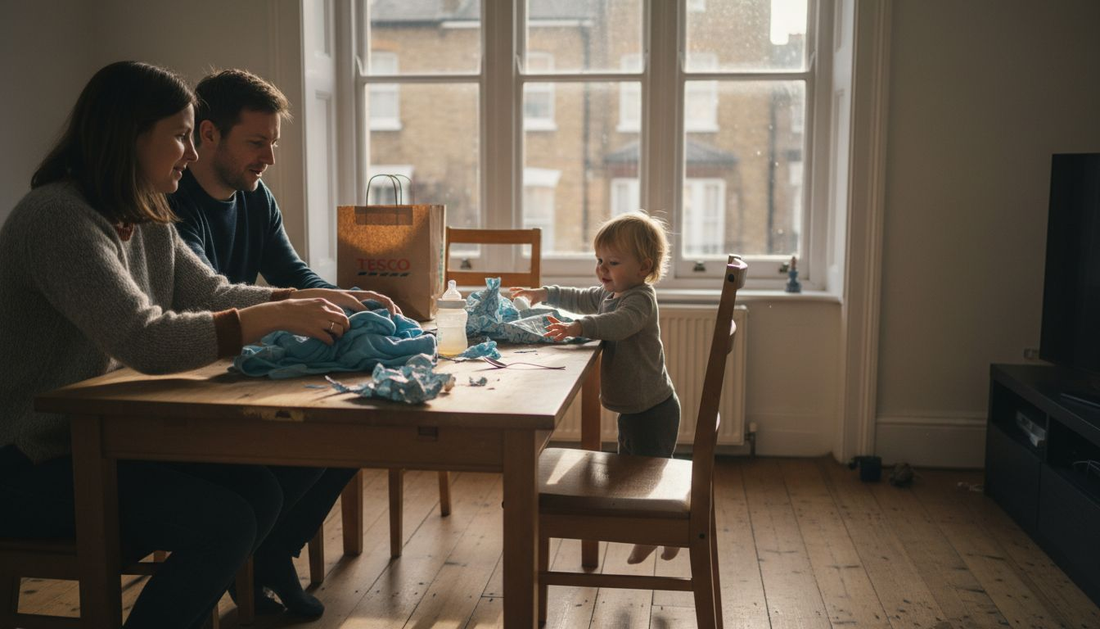 Family wrapping gifts with fabric alternatives
