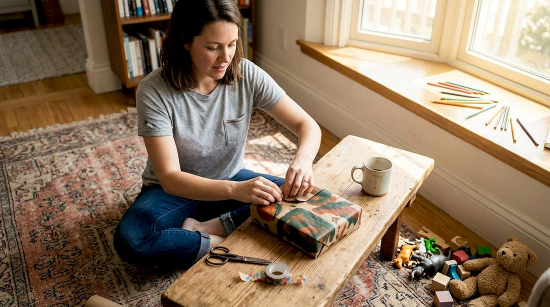 Woman wrapping eco-friendly personalised gift
