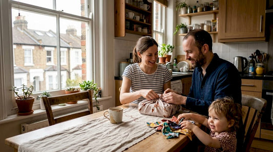 Parents wrap baby gift with zero waste cloth