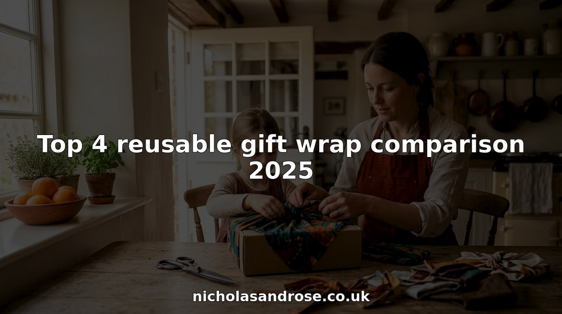 Family wrapping gift with colorful reusable fabric