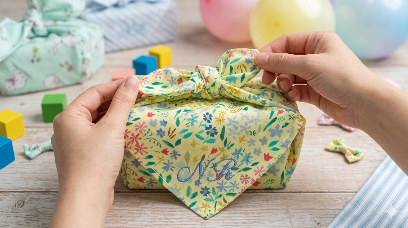 personalised reusable fabric gift wrap perfect for baby showers and baby';s first birthday